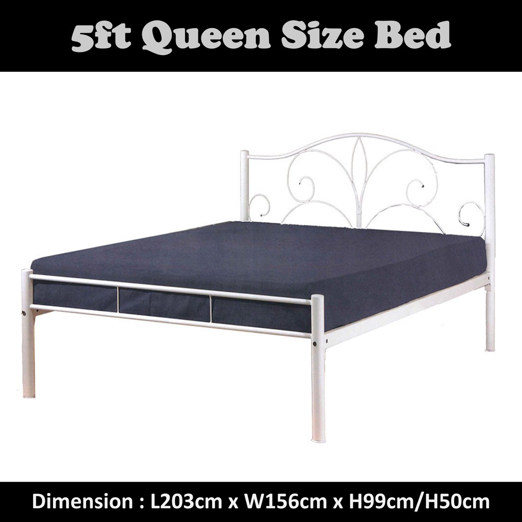 Flower Queen Size Bed Frame With Without Mattress Plywood Shopee Singapore