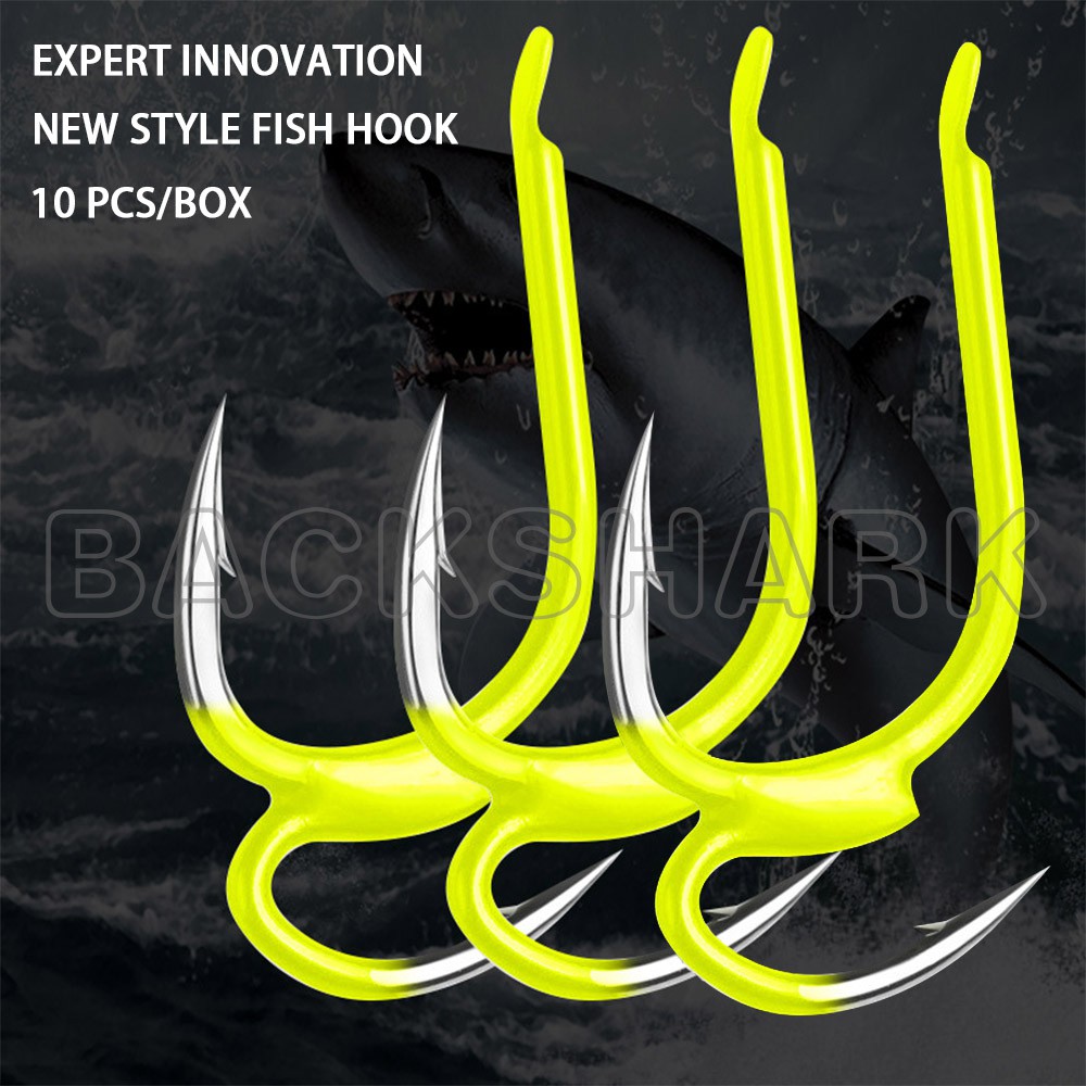 10pcs New Style Fishing Hook High Carbon Steel Two Strength Tip Sharp Fighting Hook With Barbed Fish Gear For Sea Fishing Pesca Shopee Singapore