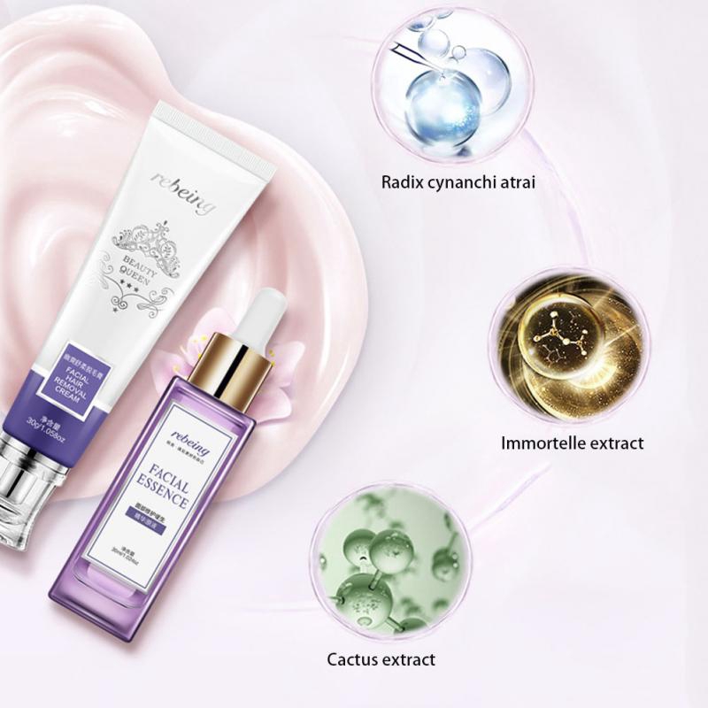 60g Face Beard Removal Set Remove Face Thin Hair Set Cream Serum
