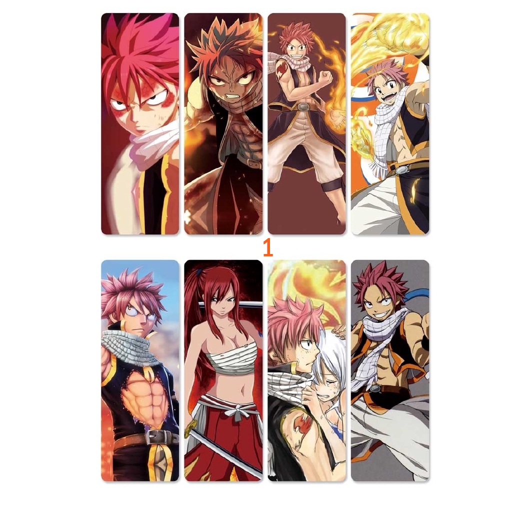 1set 8pcs Anime Fairy Tail Pvc Bookmarks Of Natsu Lucy Erza Scarlet Gray Cartoon Shopee Singapore