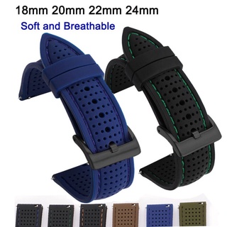 Quick Release Silicone Strap 18mm 20mm 22mm 24mm Wristband Soft and Breathable Hole Strap Watchband  Stitched Rubber Bracrlet Watches Accessories