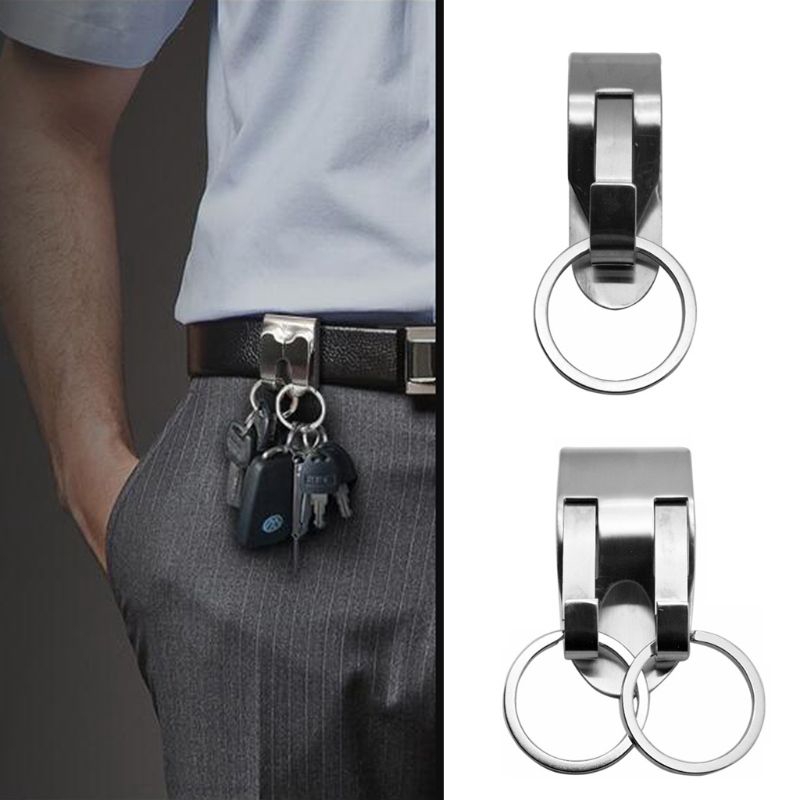 SAN* Stainless Steel Keyring Security Clip On Heavy Duty Belt Key Clip