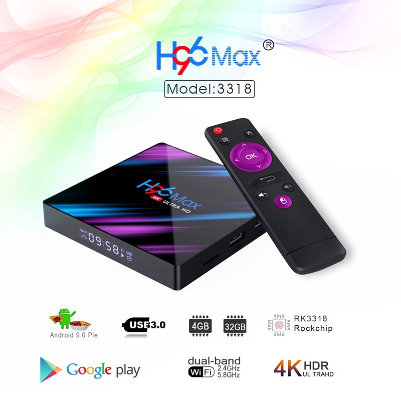 h96 max 3318 tv box android 9 0 4k netflix google play