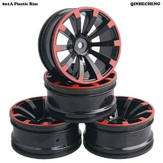 4x RC 1:10 On-Road Car Smooth Rubber Tires & White Plastic Imitate Wheel Rims