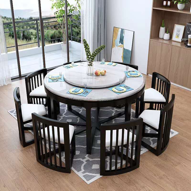 large 8 seater Marble solid wood round dining table, living room