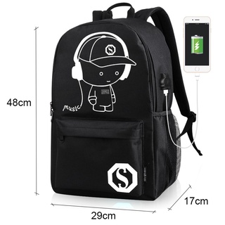 Luminous Laptop USB Backpack Men Casual Music Boy Student School Bags Outdoor Travel Waterproof Backpacks #1