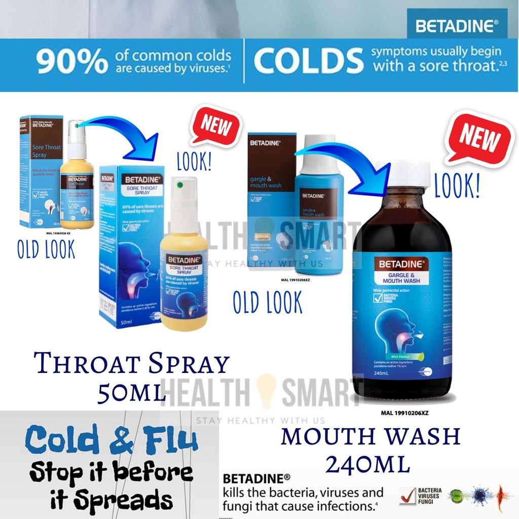 Betadine Gargle & Mouth Wash / Throat Spray [100ml/190ml/50ml] Bactidol