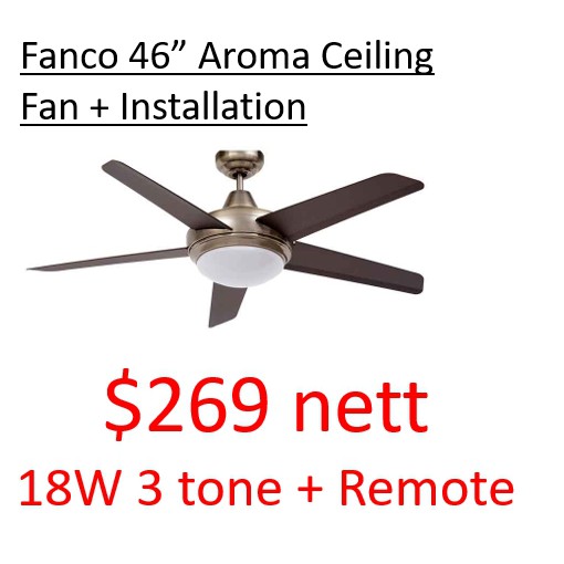 Free Installation Fanco Aroma 46 Powerful 5 Blade Ceiling Fan