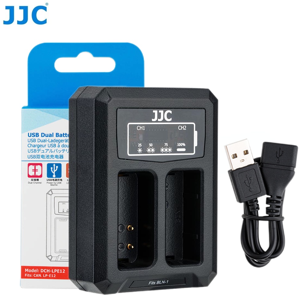 JJC LC-E12C USB Battery Charger for Canon EOS M50 Mark II, M50, M200, M100, M10, M, PowerShot SX70 HS, PowerShot G1X and More Cameras with LP-E12 Battery