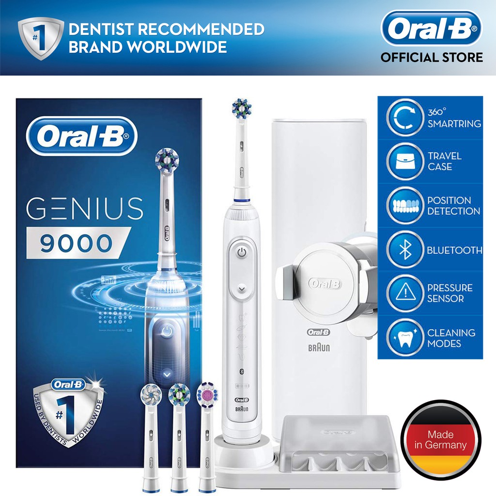 Oral B Genius 9000 Electric Toothbrush With Gum Care Floss Action Whitening Mode Black White Rose Gold Shopee Singapore