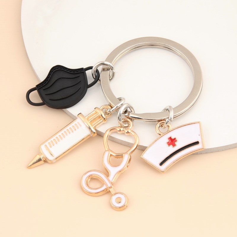 Doctor Keychain Medical Tool Key Ring Nurse Cap Key Chain Medico Gift car Tag 