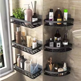 [SG Stock] NO Punching Bathroom Shelf Toilet Towel Rack Accessories Corner Shelve Kitchen Wall