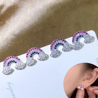 Image of Rainbow earrings S925 silver simple and cute earrings accessories