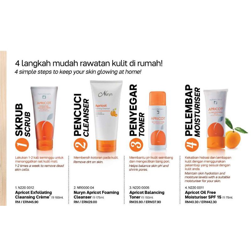 Nutrimetics Nuryn Apricot Skincare Pencuci Muka Oily Combination Skin Foaming Cleanser Shopee Singapore