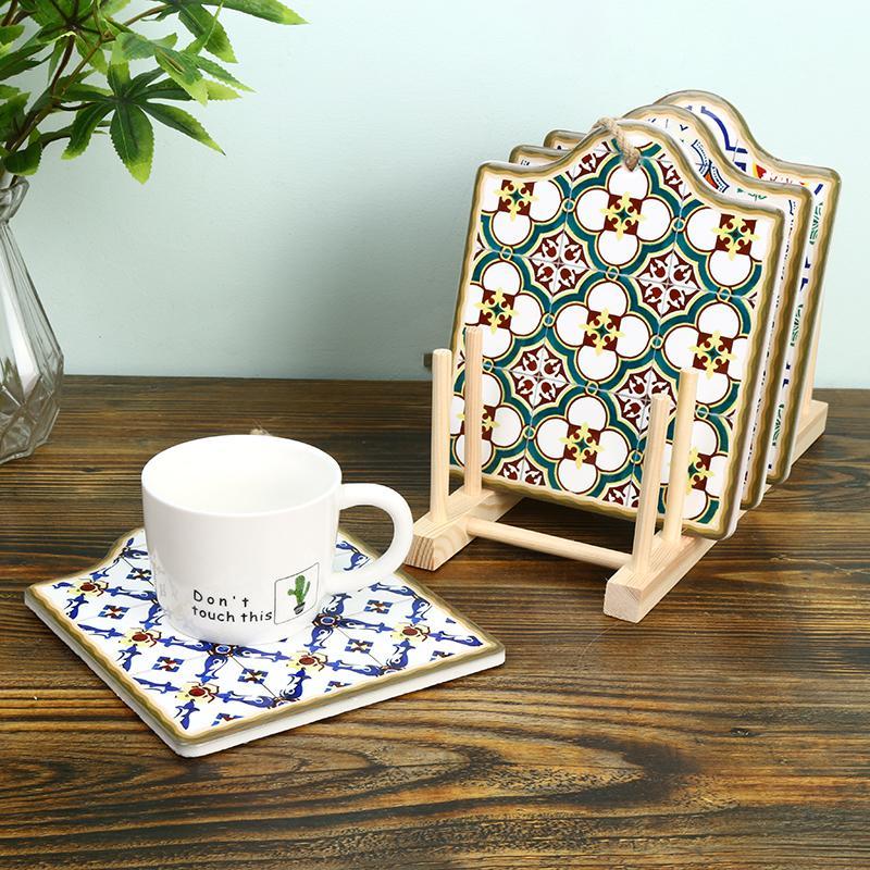 Vintage Moroccan Ceramic Trivet Pot Holder NonSkid Heat Insulation Hot