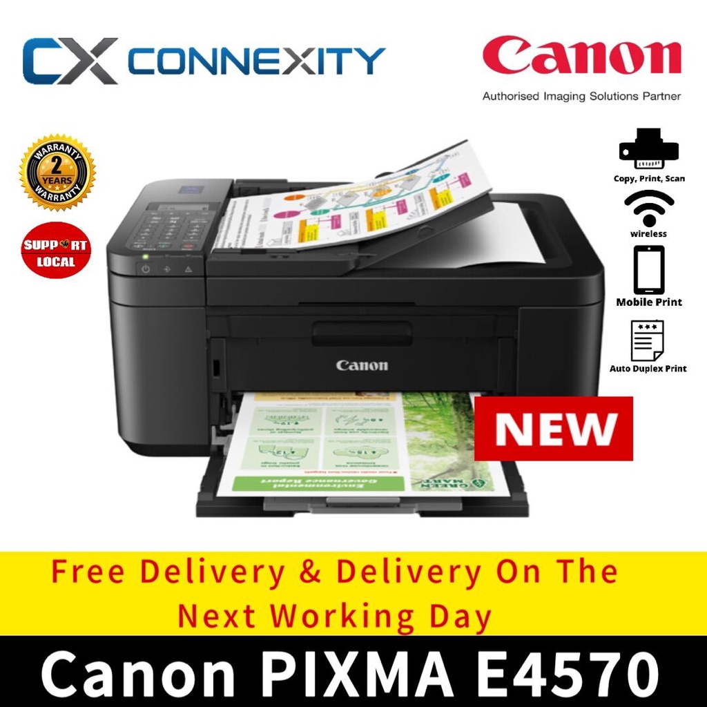 Canon PIXMA E4570 Compact Wireless All-In-One Inkjet Printer with Fax ...