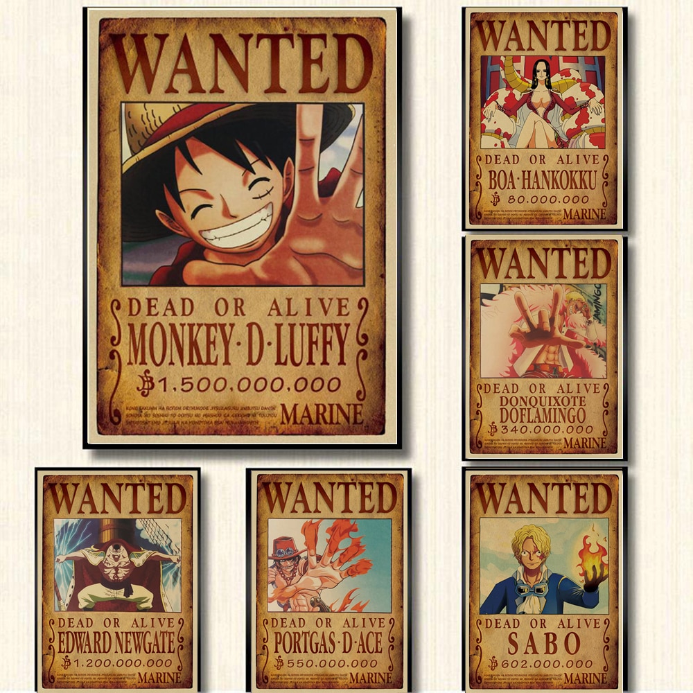 Home Decor Wall Stickers Vintage Paper One Piece Wanted Posters Anime Posters Luffy Chopper Wanted Shopee Singapore