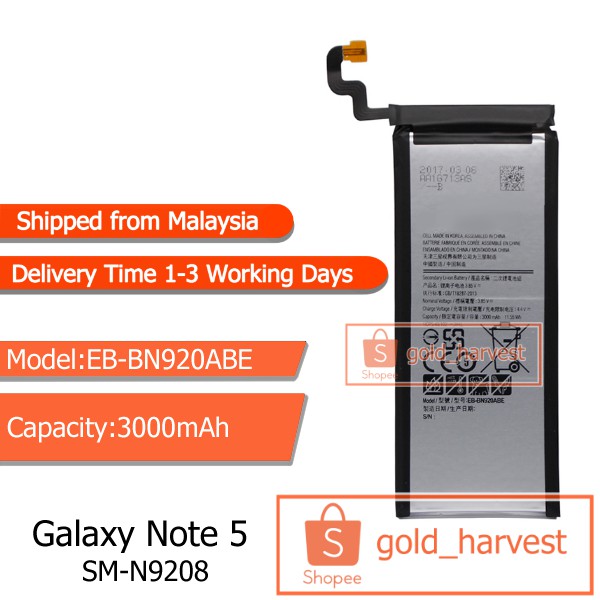 Shop Malaysia Samsung Galaxy Note 5 N9208 Battery 3000mah Shopee Singapore