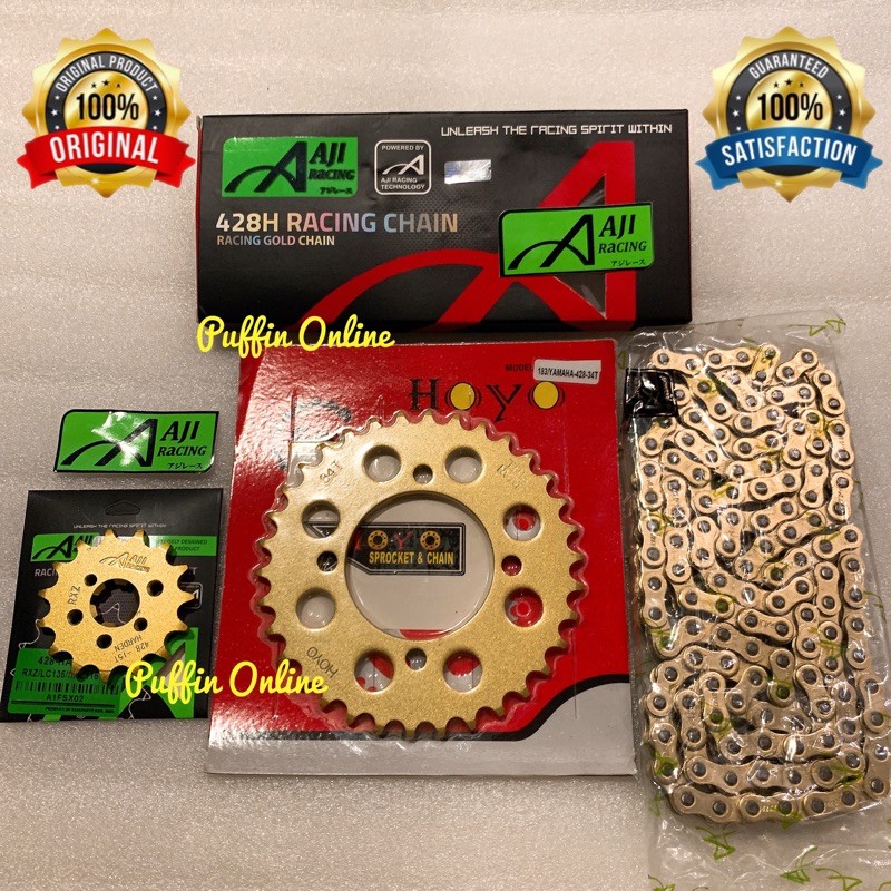 Lc135 Y125zr 32t 42t 428h Gold O Ring Chain Or Heavy Duty Chain Sprocket Combo Set Lc135 Y125 Rxz Lagenda110 Shopee Singapore