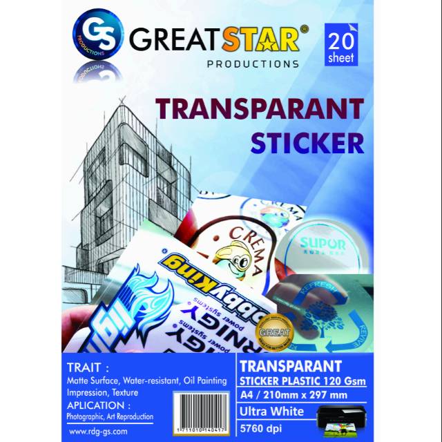 beginnen manager Langskomen Great Star a4/20 Sheets Transparent Plastic Sticker (Lecture) | Shopee  Singapore