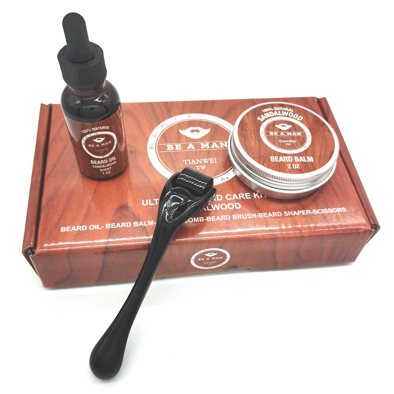 beard growth kit beard derma roller  beard growth serum oil  beard balm