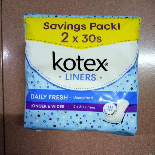 Kotex Panty Liners Daily Fresh Longer Wider 2 X 30s Shopee Singapore