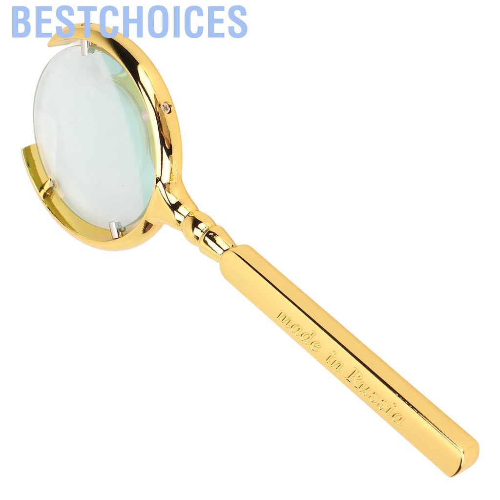 Image of Bestchoices Magnifying Glass Golden Ergonomic Handheld Stainless Steel Handle 8X Lune Shape Open Reading Magnifier for Elder #8
