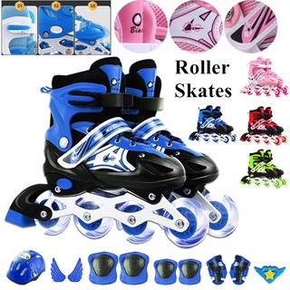 Professional Adjustable Flash Roller Shoes Anti-Collision Shock Absorption 2 Colors YANGXIAOYU Adult Beginner Childrens Double-Row Skates 