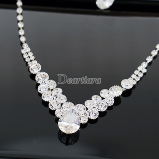 Image of thu nhỏ Fashion Bright Full Diamond Zircon Water Drop Necklace Earrings Set Bridal Wedding Jewelry #6