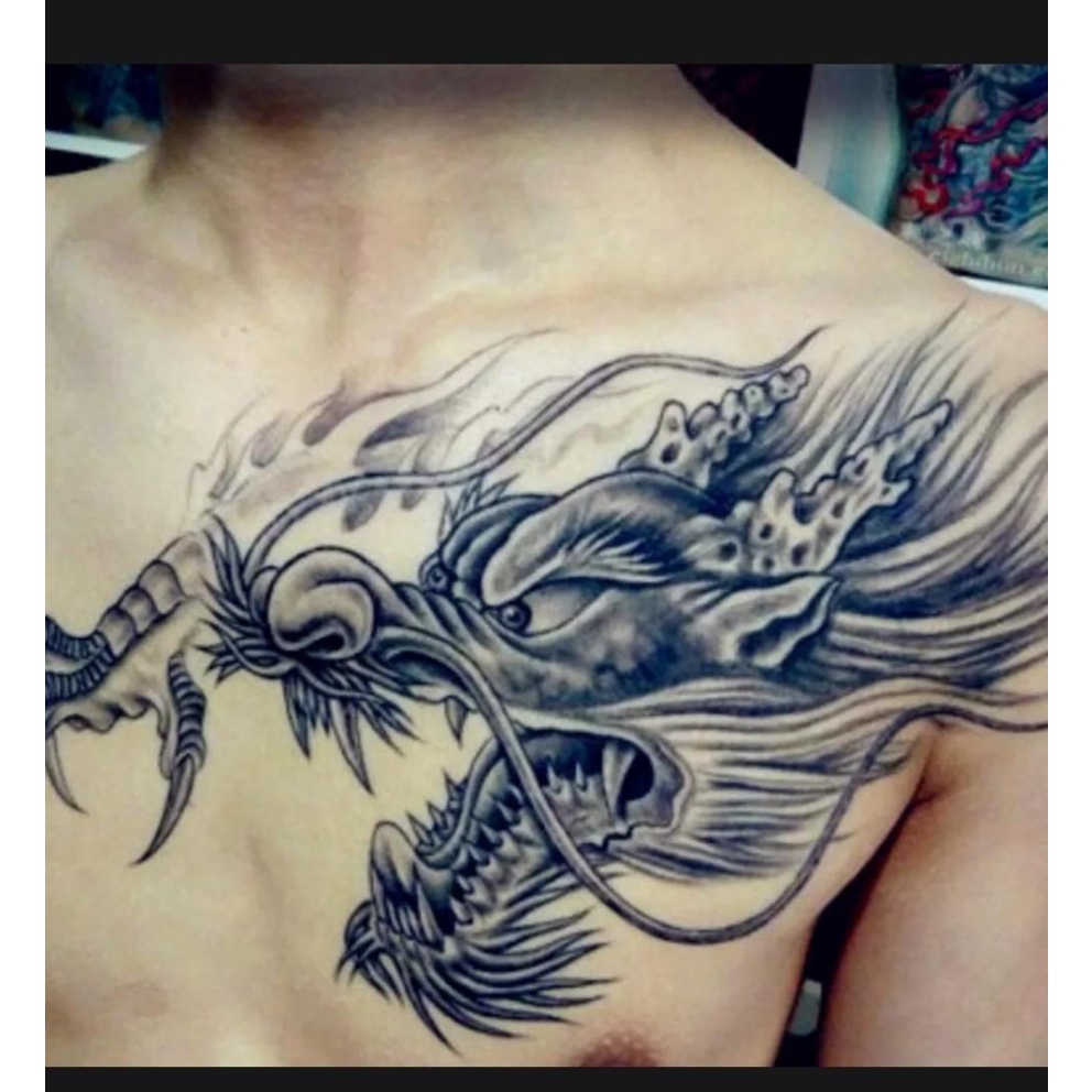 SG SELLER Temporary Tattoos Sticker 3D Dragon Head waterproof Arm Leg