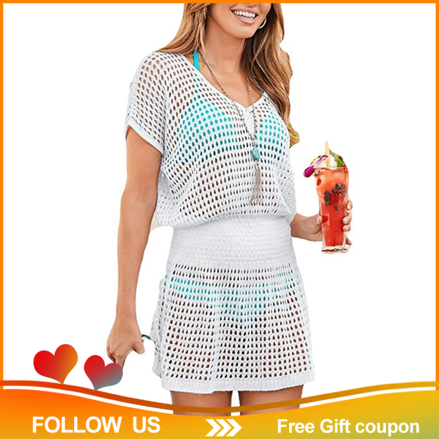 →/Knitted Beach Sarong Tunic Hollow Out Swim Suit Cover Up Beach Cover ...