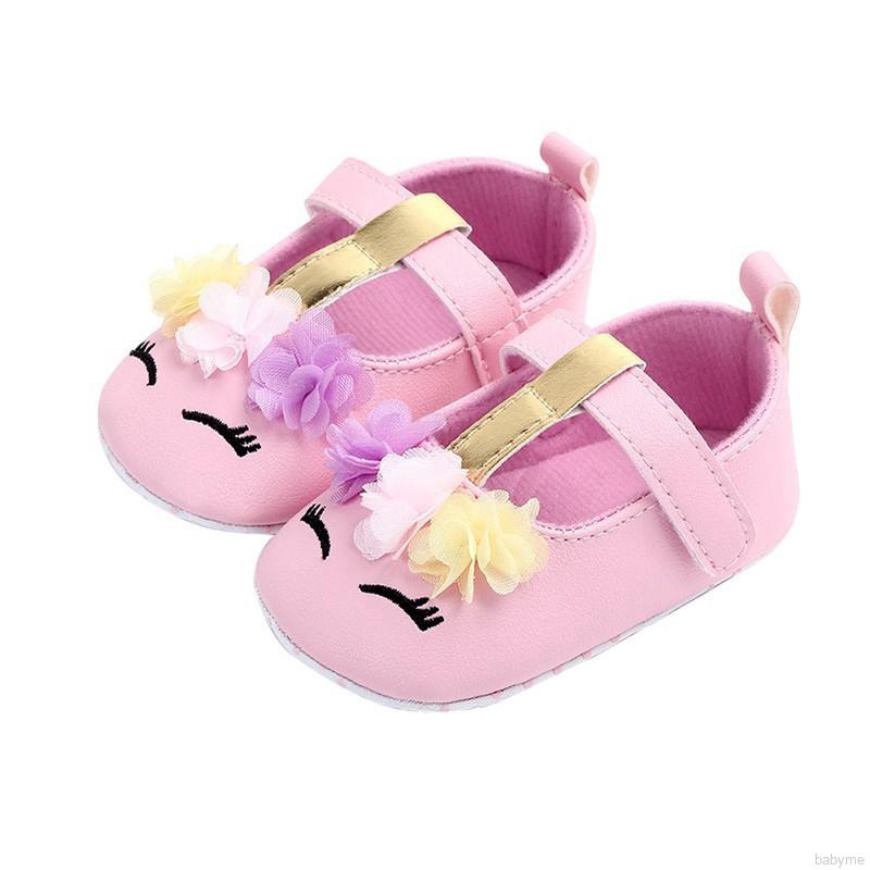 Baby Girls Toddler Infant First Walkers Non-Slip Floral PU Princess Shoes