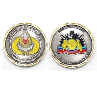 RSN Naval Diving Unit Republic of Singapore Navy Antique Silver NDU Souvenir Gift Coin