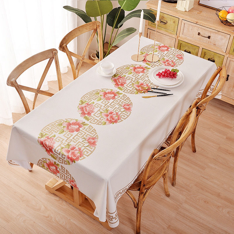 CNY table cloth PVC tablecloth waterproof and oilproof antiscalding tablecloth rectangular