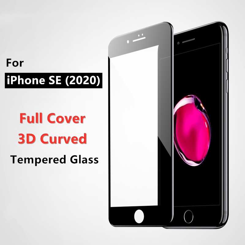 For Iphone Se 3d Curved Full Coverage Tempered Glass Screen Protector Iphone Se2 Screen Protector For Iphone Se2 Iphonese Tempered Glass Full Cover Iphone Se Screen Protector Protective Glass Film