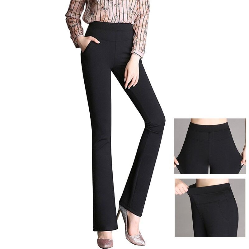 high waisted flare work pants
