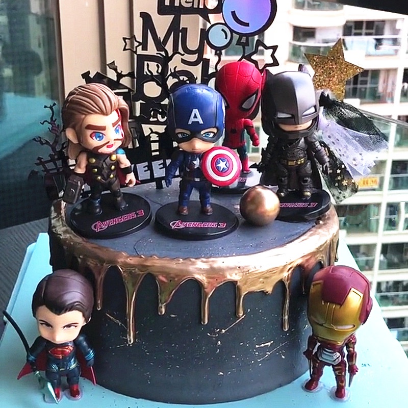 Spot] 6pcs/set of cute cake decoration Avengers Iron Man Thor Superman Hulk  Captain America Batman cake decoration cake decoration | Shopee Singapore