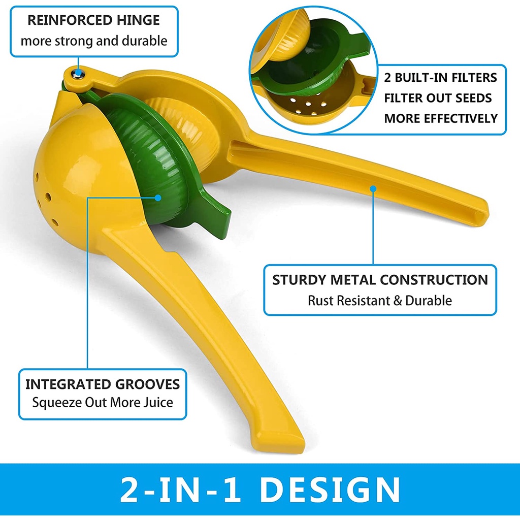 Manual Juicer Lemon Lime Squeezer, Easy to Use Hand Press 2-in-1 Fruit Juicer, Fastest Extraction Citrus Press