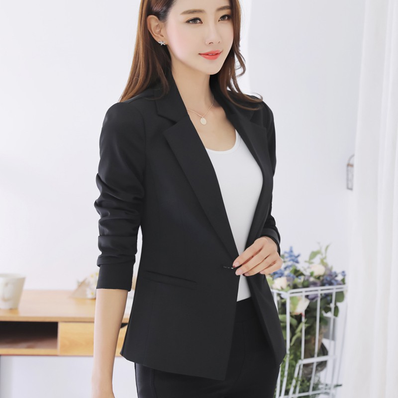 Women Korean Style Slim Suits Office Lady Suit Casual Jacket Coat ...