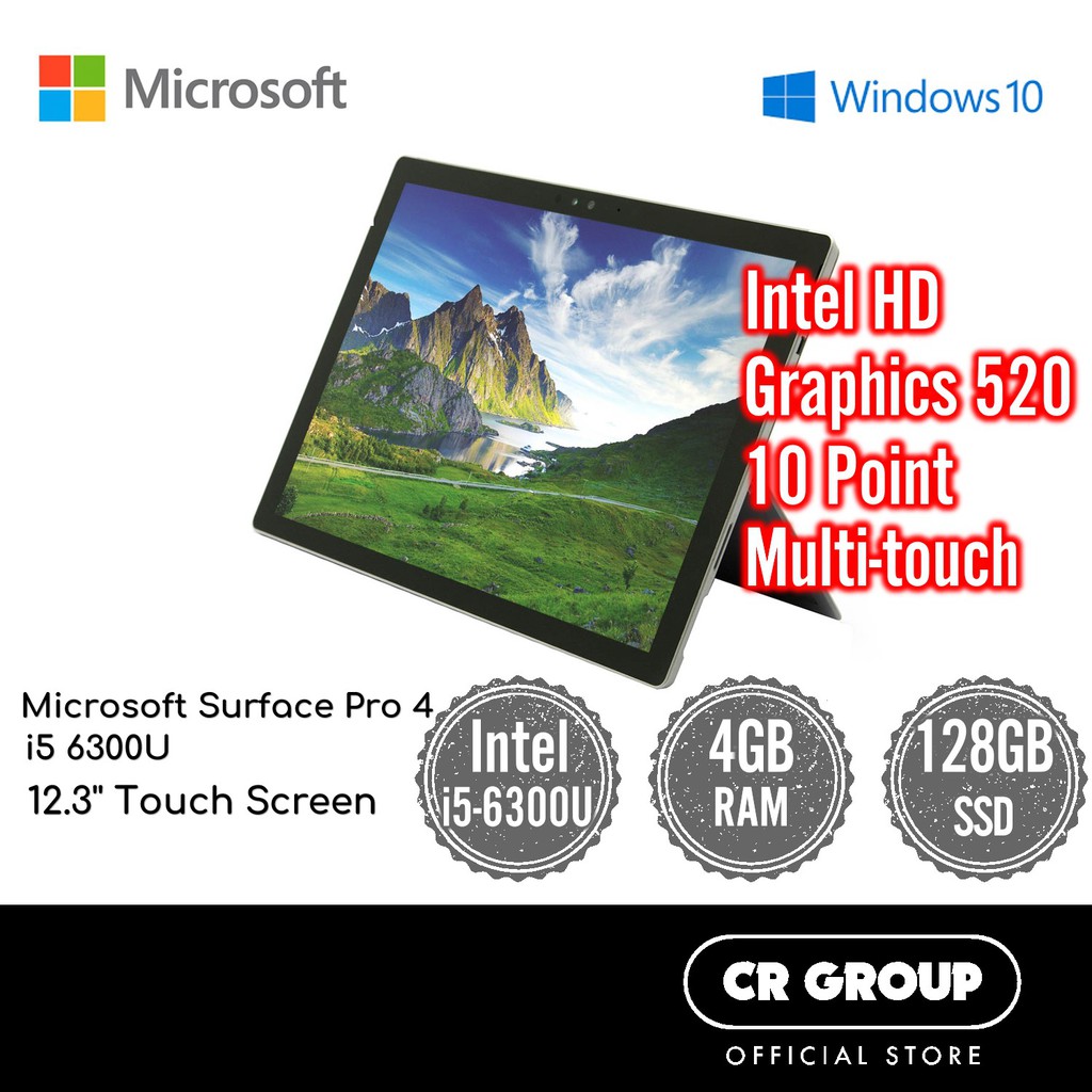 Microsoft Surface Pro 4 Intel Core 6th Gen I5 6300u 4gb Ram 128gb Ssd Refurbished Shopee Singapore
