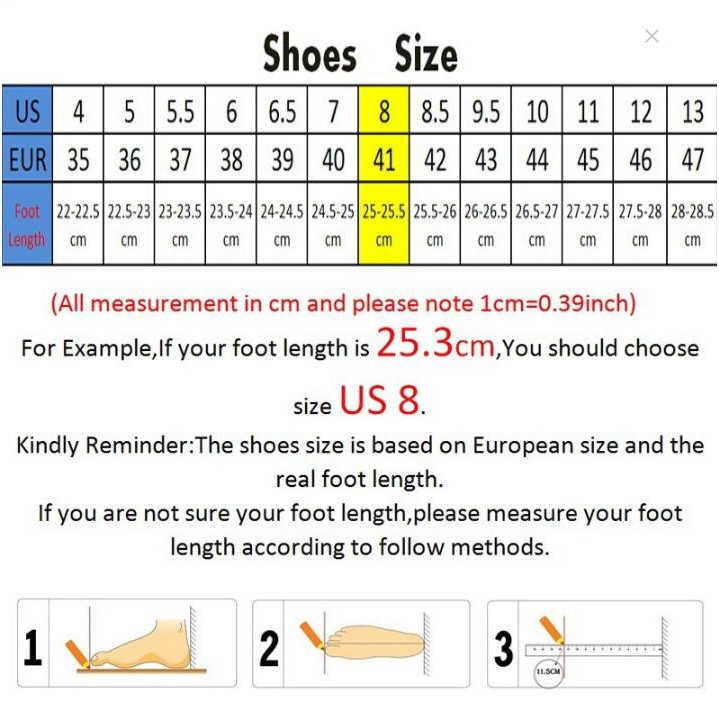 eur 25 to us shoe size