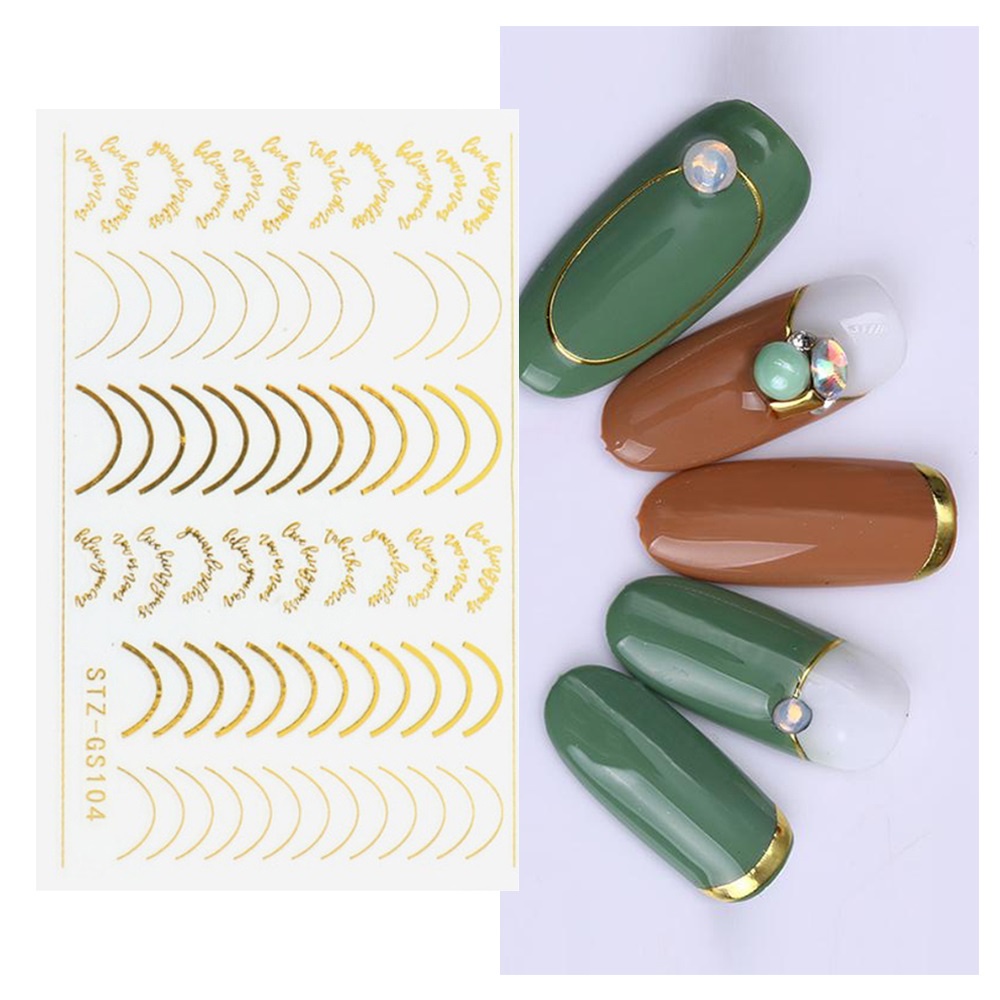 Nail Art Vinyl Stencil Guide Sticker Manicure Curved Wave Laser Tip Diy Nail Stickers Shopee 