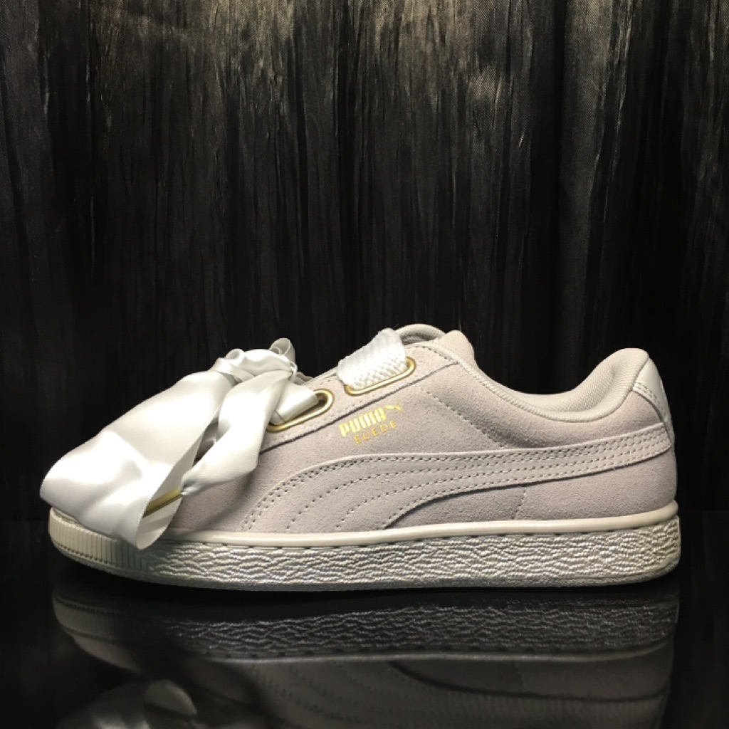 puma suede heart grey violet satin