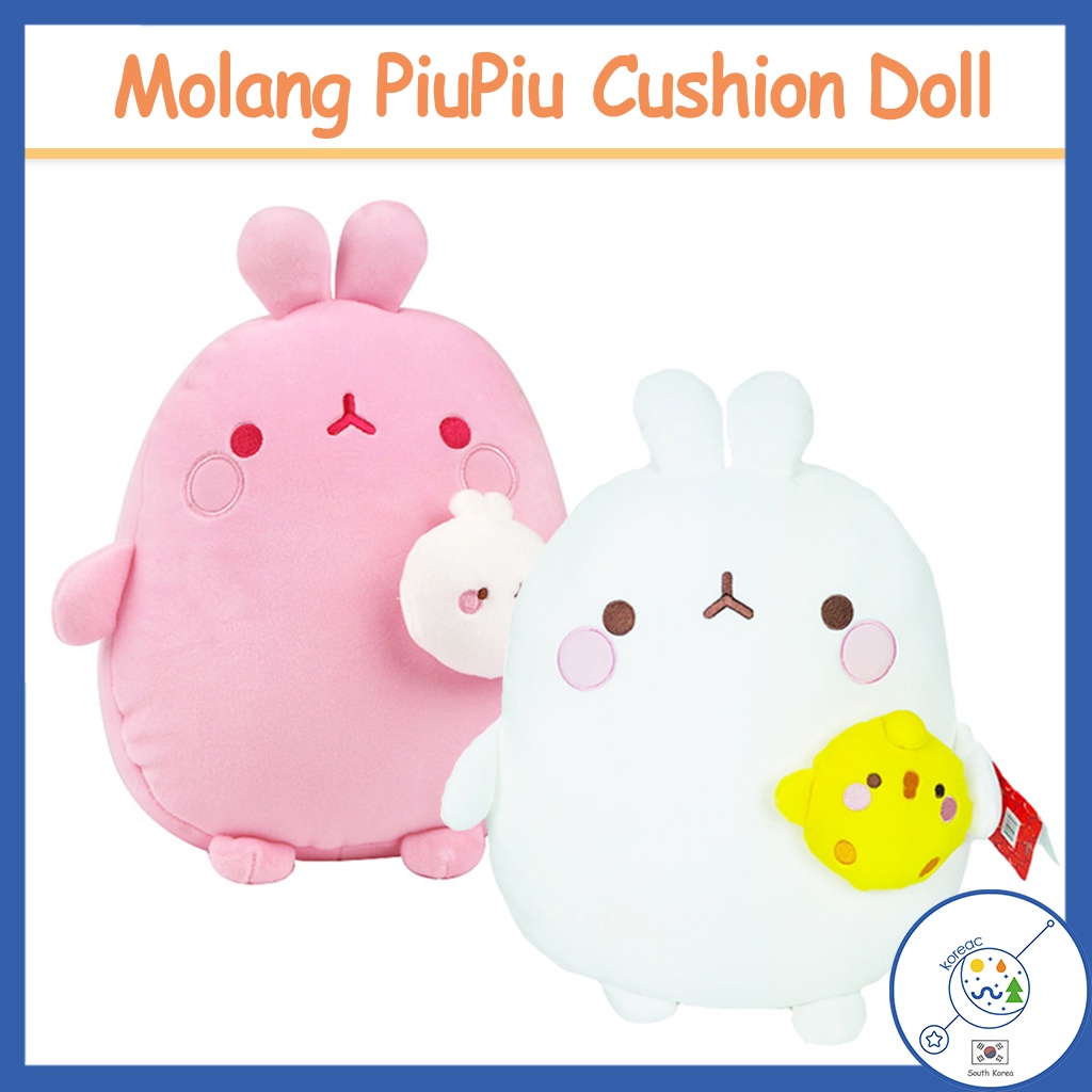 Molang and Piu Piu Stuffed Animal Plush Rabbit Toy Soft Cushion 9.8 inches,White 
