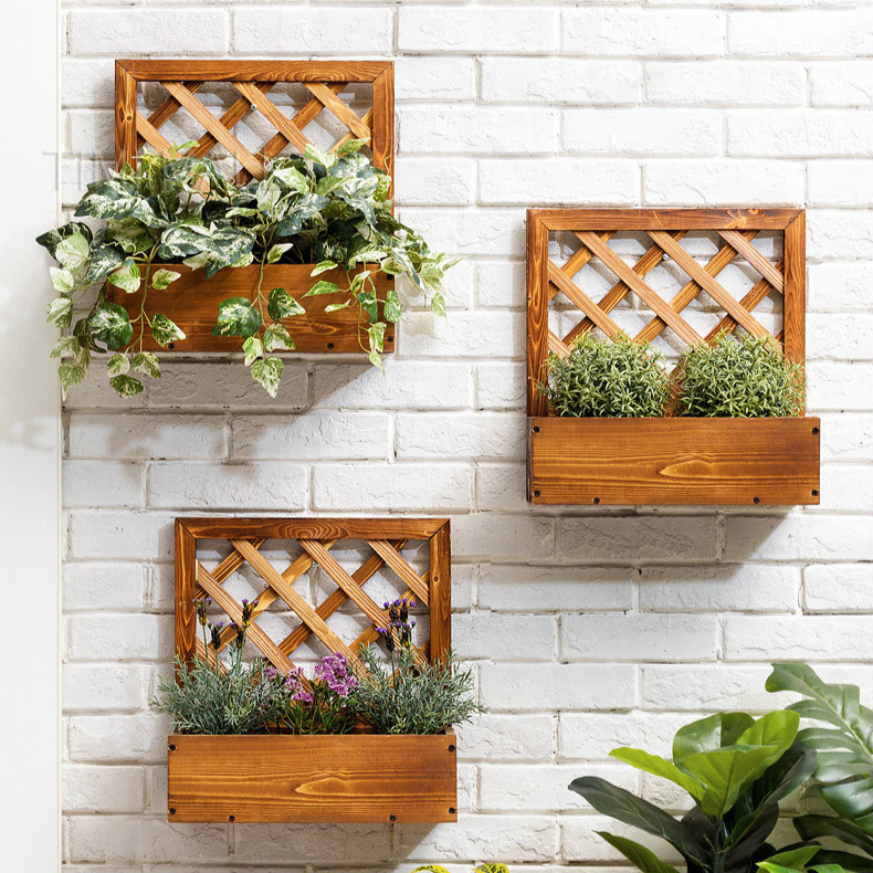 Wall Planter Wooden Mounted Flower Stand Hanging For Indoor Plants Air Plant Succulent Holder Large Decor Living Room Ee Singapore - Wooden Wall Mounted Planters