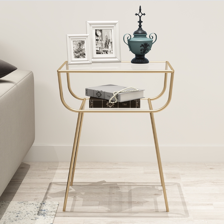 Tempered Glass Side Table Living Room Trendy Store Jewelry Display Cabinet Sofa Corner Table Golden Mini Bedside Table Shopee Singapore