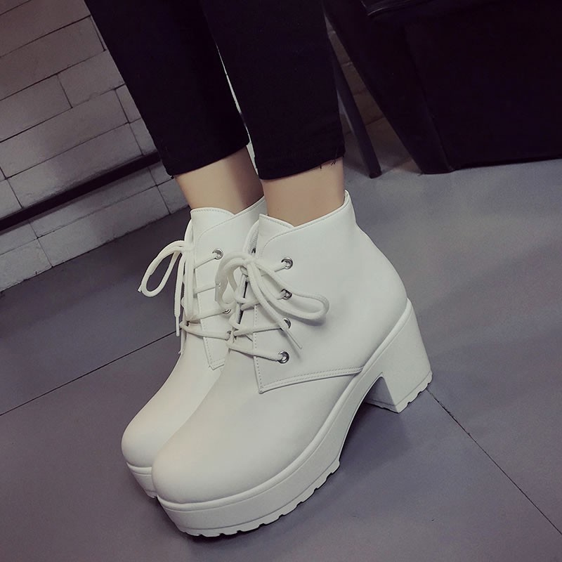 low heel platform ankle boots