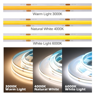 Tranyton Lighting 5m/lot COB LED Strip Light 300 320 384 528 LEDs High Density Super Bright Flexible COB LED Lights DC12V 24V Warm/Natural White LED Tape #3
