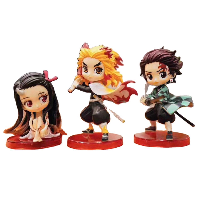 3pcs Set Demon Slayer Kimetsu No Yaiba Q Posket Kamado Tanjirou Kamado Nezuko Rengoku Kyoujurou Action Figure Shopee Singapore
