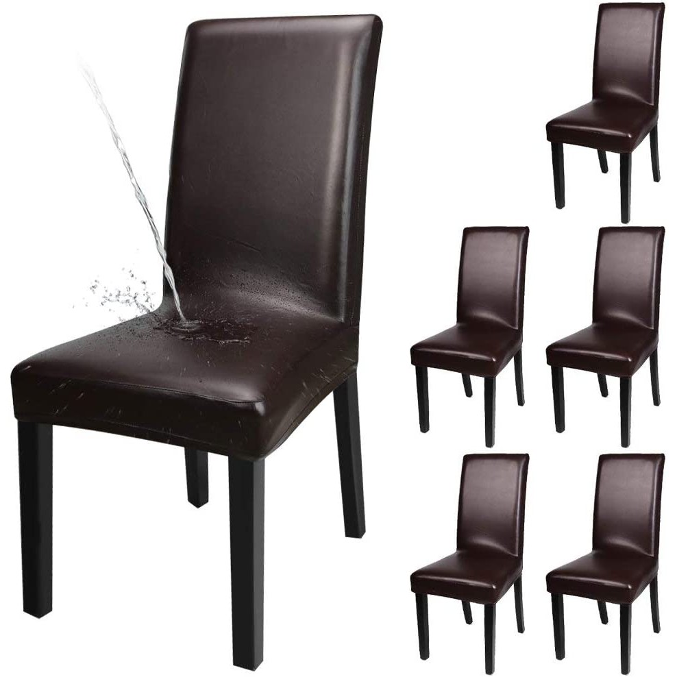 Dining Chair Covers, Solid Pu Leather Waterproof and Oilproof Stretch